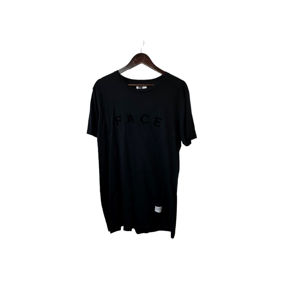 T.W.O. Face The World's Original Face Black Crewneck T-Shirt Men's Large
